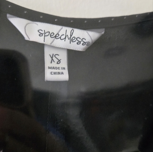 Speechless Black Ruched Sleeved Wrap Mini Dress Pokadot NWOT - Picture 2 of 4